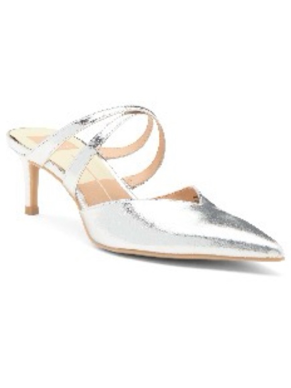 Dolce Vita Kenton Silver Pointed-Toe Strappy Mule Heels